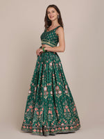 Thumbnail for Jyoti Fashion Women's Bottle Green Crepe Floral Printed Lehenga Choli with Dupatta - Distacart