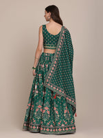 Thumbnail for Jyoti Fashion Women's Bottle Green Crepe Floral Printed Lehenga Choli with Dupatta - Distacart