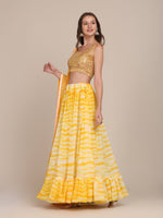 Thumbnail for Jyoti Fashion Women's Yellow Georgette Shibori Print Work Lehenga Choli with Dupatta - Distacart