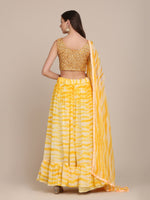 Thumbnail for Jyoti Fashion Women's Yellow Georgette Shibori Print Work Lehenga Choli with Dupatta - Distacart