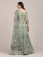 Thumbnail for Jyoti Fashion Women's Sea Green Net Thread Embroidered Lehenga Choli with Dupatta - Distacart