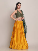 Thumbnail for Jyoti Fashion Women's Yellow Satin Silk Platted Work Lehenga Choli with Dupatta - Distacart
