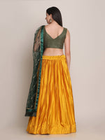 Thumbnail for Jyoti Fashion Women's Yellow Satin Silk Platted Work Lehenga Choli with Dupatta - Distacart