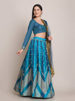 Thumbnail for Jyoti Fashion Women's Rama Silk Blend Zari Woven Lehenga Choli with Dupatta - Distacart