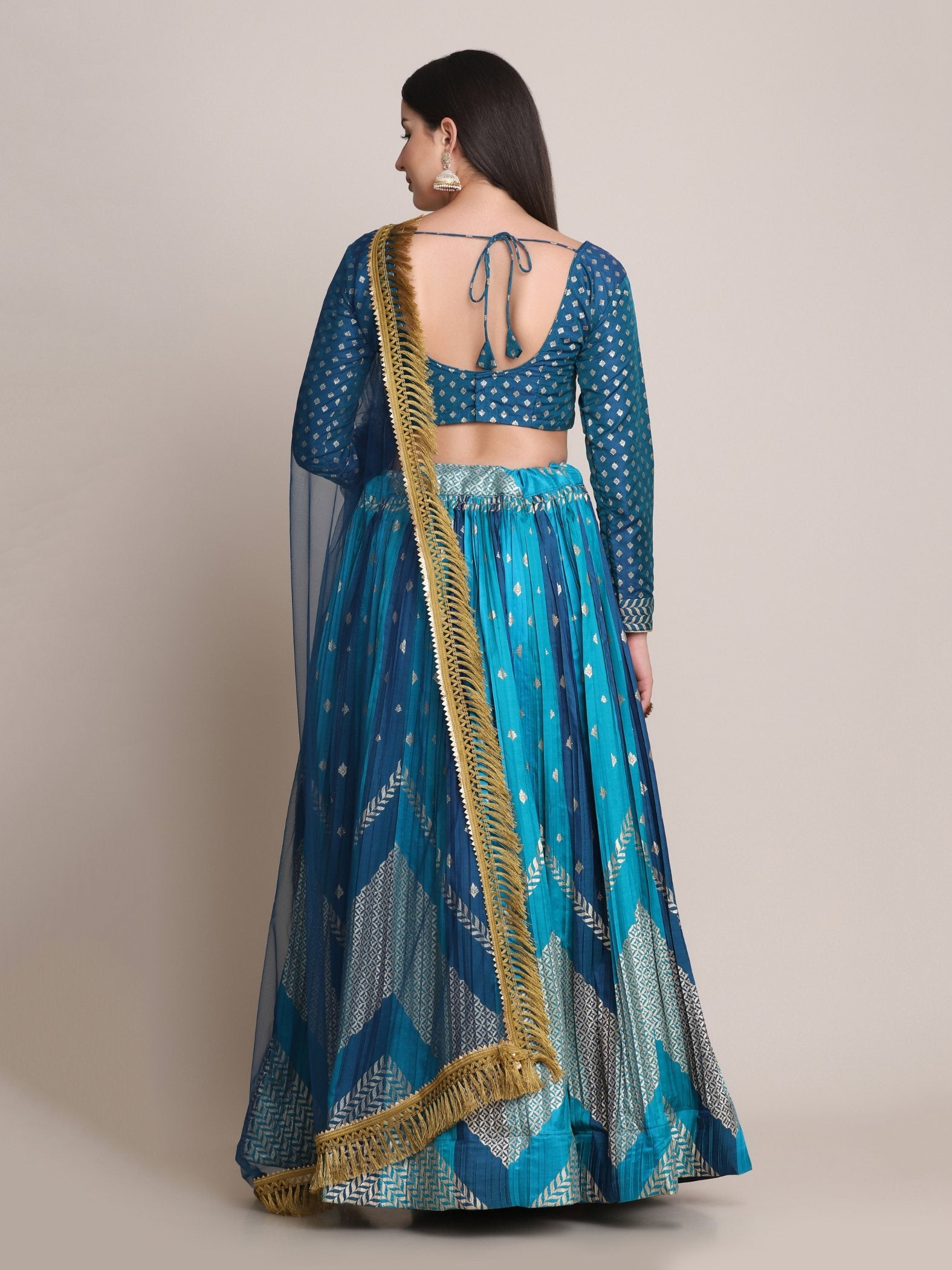 Jyoti Fashion Women's Rama Silk Blend Zari Woven Lehenga Choli with Dupatta - Distacart