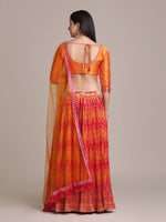 Thumbnail for Jyoti Fashion Women's Orange Silk Blend Zari Woven Lehenga Choli with Dupatta - Distacart