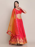 Thumbnail for Jyoti Fashion Women's Pink Silk Blend Zari Woven Lehenga Choli with Dupatta - Distacart