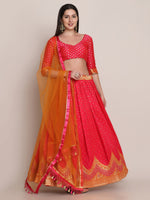 Thumbnail for Jyoti Fashion Women's Pink Silk Blend Zari Woven Lehenga Choli with Dupatta - Distacart