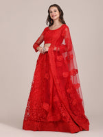 Thumbnail for Jyoti Fashion Women's Red Net Thread Embroidered Lehenga Choli with Dupatta - Distacart
