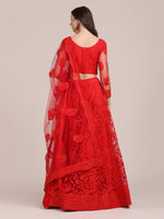 Thumbnail for Jyoti Fashion Women's Red Net Thread Embroidered Lehenga Choli with Dupatta - Distacart