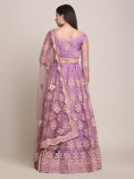 Thumbnail for Jyoti Fashion Women's Purple Net Thread Embroidered Lehenga Choli with Dupatta - Distacart