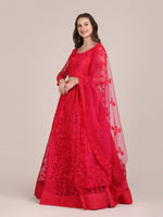 Thumbnail for Jyoti Fashion Women's Pink Net Thread Embroidered Lehenga Choli with Dupatta - Distacart