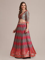 Thumbnail for Jyoti Fashion Women's Grey Jacquard Silk Gold Woven & Platted Work Lehenga Choli with Dupatta - Distacart