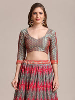 Thumbnail for Jyoti Fashion Women's Grey Jacquard Silk Gold Woven & Platted Work Lehenga Choli with Dupatta - Distacart