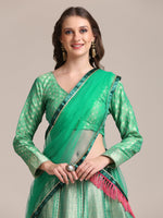 Thumbnail for Jyoti Fashion Women's Sea Green Jacquard Silk Gold Woven Work Lehenga Choli with Dupatta - Distacart