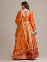 Thumbnail for Jyoti Fashion Women's Orange Jacquard Silk Gold Woven Work Lehenga Choli with Dupatta - Distacart