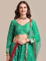 Thumbnail for Jyoti Fashion Women's Rama Jacquard Silk Gold Woven Work Lehenga Choli with Dupatta - Distacart