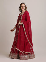 Thumbnail for Jyoti Fashion Women's Maroon Georgette Sequins Lehenga Choli with Dupatta - Distacart