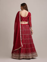 Thumbnail for Jyoti Fashion Women's Maroon Georgette Sequins Lehenga Choli with Dupatta - Distacart