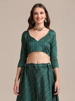 Thumbnail for Jyoti Fashion Women's Bottle Green Georgette Sequins Lehenga Choli with Dupatta - Distacart