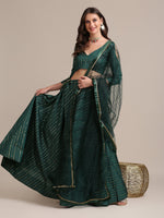 Thumbnail for Jyoti Fashion Women's Bottle Green Georgette Sequins Lehenga Choli with Dupatta - Distacart