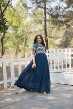 Thumbnail for Jyoti Fashion Women's Rama Faux Blooming Sequins with Zari Embroidered Long Anarkali Dress - Distacart