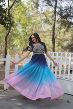 Thumbnail for Jyoti Fashion Women's Multicolor Faux Blooming Sequins with Zari Embroidered Long Anarkali Dress - Distacart