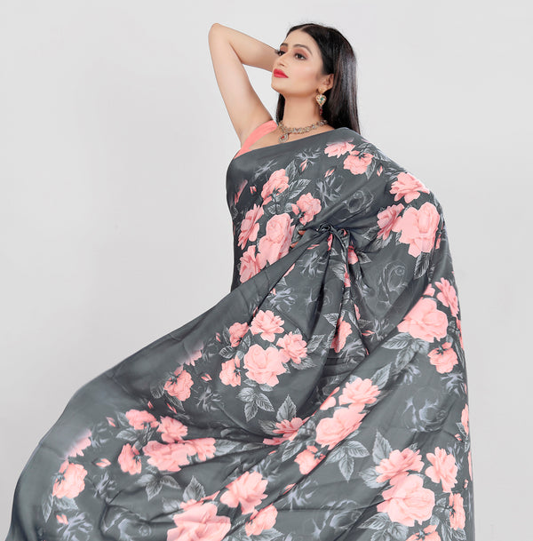 Jyoti Fashion Women's Multicolor Pure Japan Satin Digital Printed Designer Saree with Blouse - Distacart