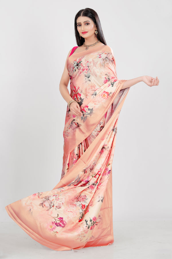 Jyoti Fashion Women's Multicolor Pure Japan Satin Digital Printed Designer Saree with Blouse - Distacart