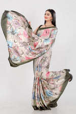 Thumbnail for Jyoti Fashion Women's Multicolor Pure Japan Satin Digital Printed Designer Saree with Blouse - Distacart