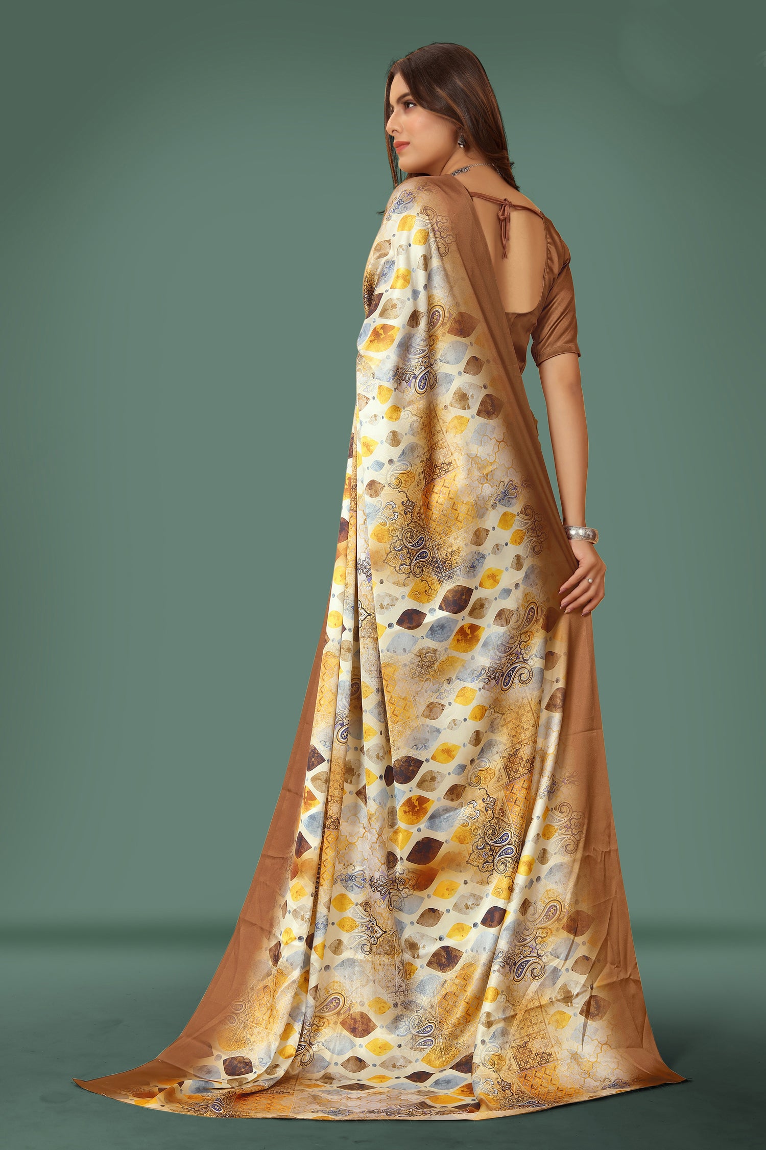 Jyoti Fashion Women's Multicolor Pure Japan Satin Digital Printed Designer Saree with Blouse - Distacart