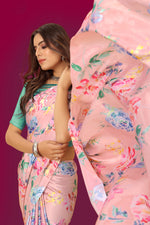 Thumbnail for Jyoti Fashion Women's Multicolor Pure Japan Satin Digital Printed Designer Saree with Blouse - Distacart
