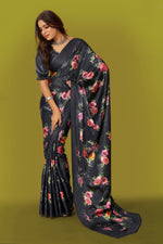 Thumbnail for Jyoti Fashion Women's Multicolor Pure Japan Satin Digital Printed Designer Saree with Blouse - Distacart