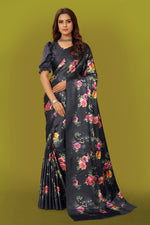 Thumbnail for Jyoti Fashion Women's Multicolor Pure Japan Satin Digital Printed Designer Saree with Blouse - Distacart