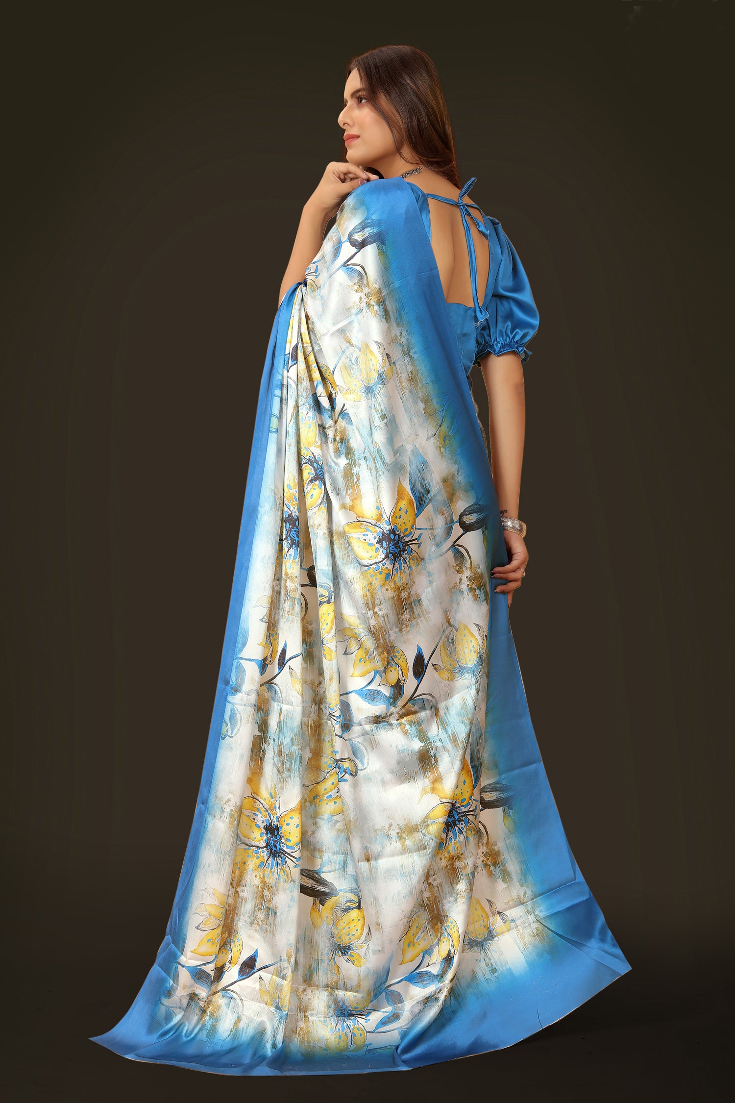 Jyoti Fashion Women's Multicolor Pure Japan Satin Digital Printed Designer Saree with Blouse - Distacart