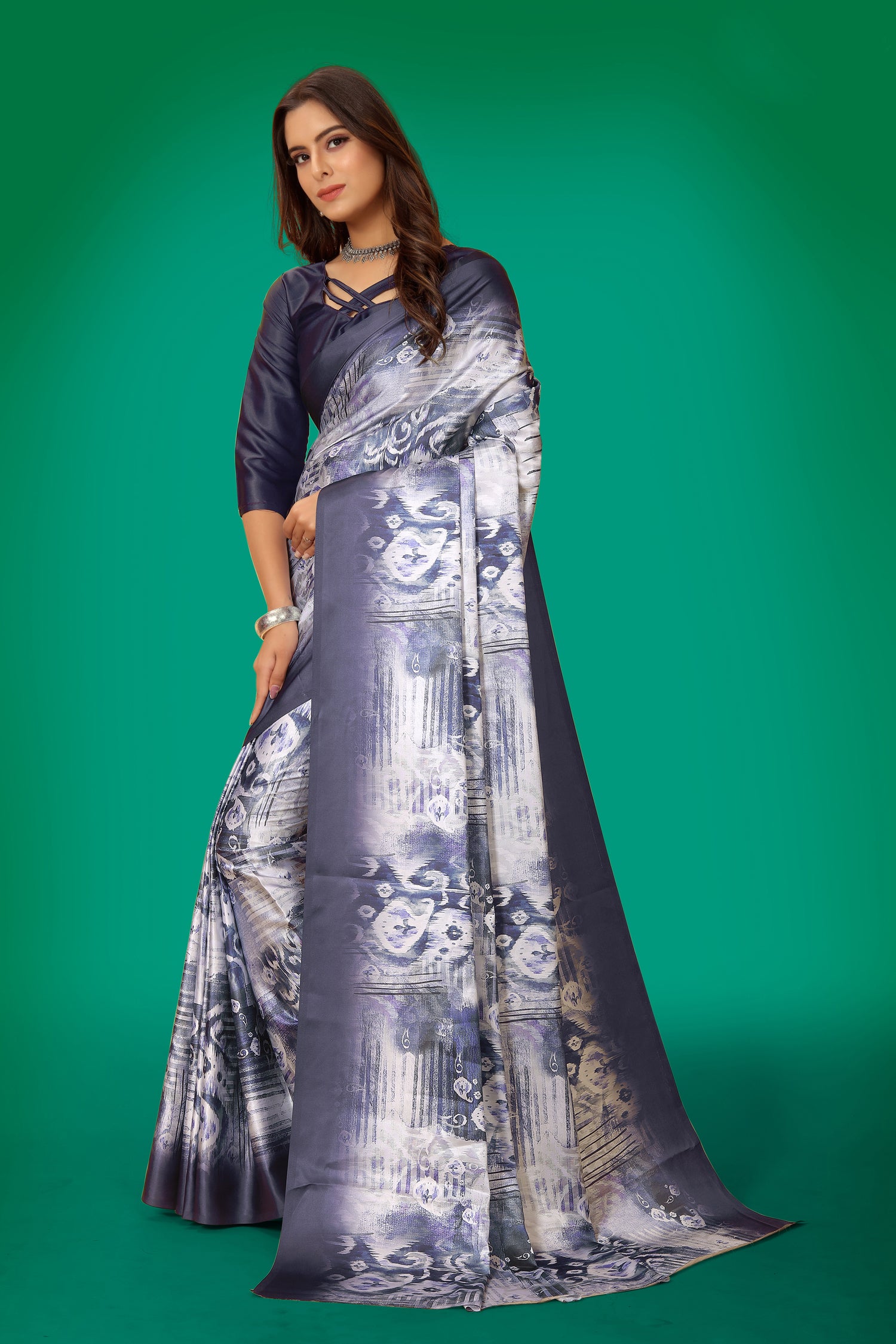Jyoti Fashion Women's Multicolor Pure Japan Satin Digital Printed Designer Saree with Blouse - Distacart