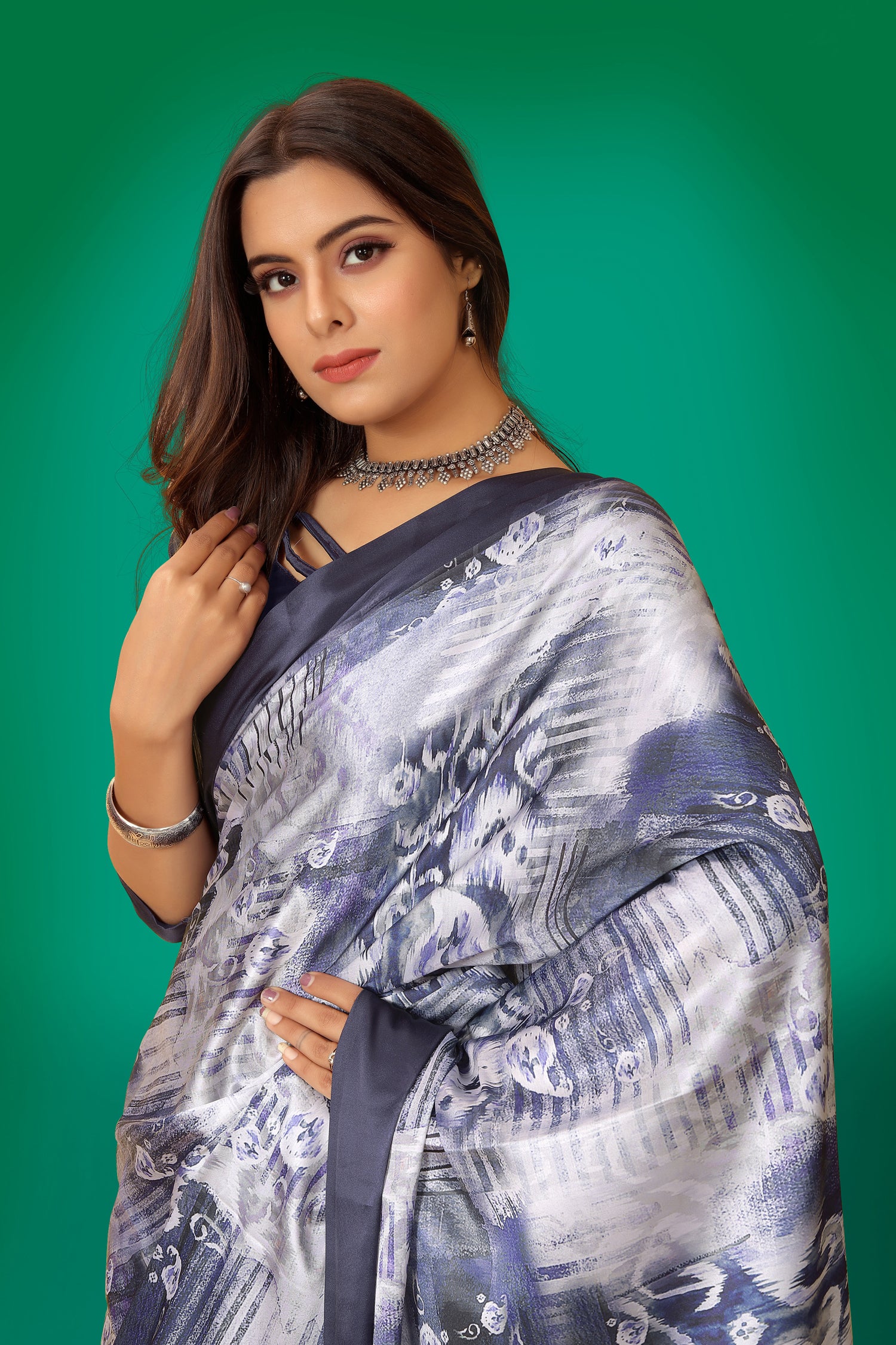 Jyoti Fashion Women's Multicolor Pure Japan Satin Digital Printed Designer Saree with Blouse - Distacart