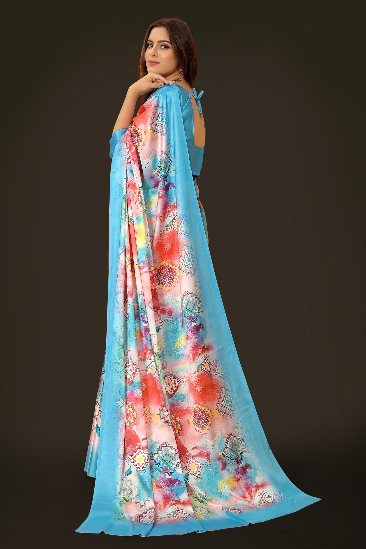 Jyoti Fashion Women's Multicolor Pure Japan Satin Digital Printed Designer Saree with Blouse - Distacart