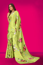 Thumbnail for Jyoti Fashion Women's Multicolor Pure Japan Satin Digital Printed Designer Saree with Blouse - Distacart