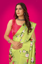 Thumbnail for Jyoti Fashion Women's Multicolor Pure Japan Satin Digital Printed Designer Saree with Blouse - Distacart