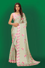 Thumbnail for Jyoti Fashion Women's Multicolor Pure Japan Satin Digital Printed Designer Saree with Blouse - Distacart