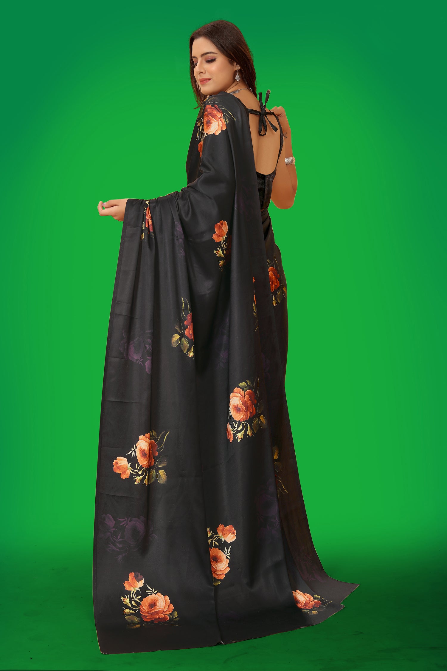 Jyoti Fashion Women's Multicolor Pure Japan Satin Digital Printed Designer Saree with Blouse - Distacart