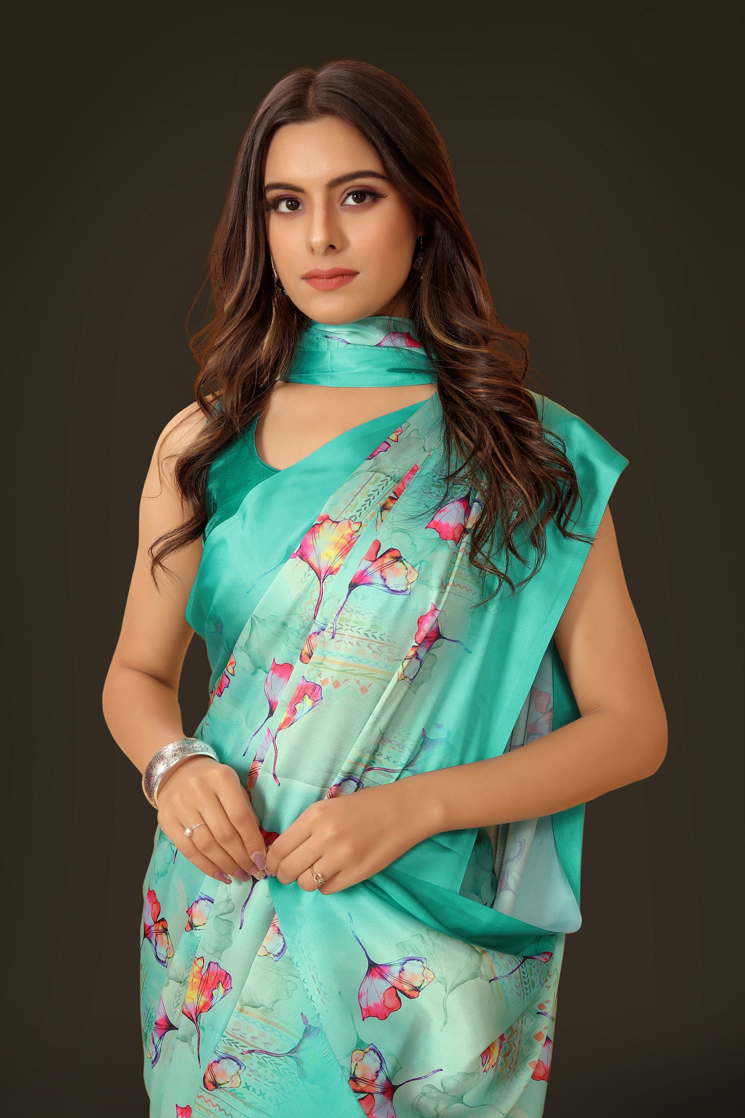 Jyoti Fashion Women's Multicolor Pure Japan Satin Digital Printed Designer Saree with Blouse - Distacart