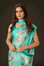 Thumbnail for Jyoti Fashion Women's Multicolor Pure Japan Satin Digital Printed Designer Saree with Blouse - Distacart