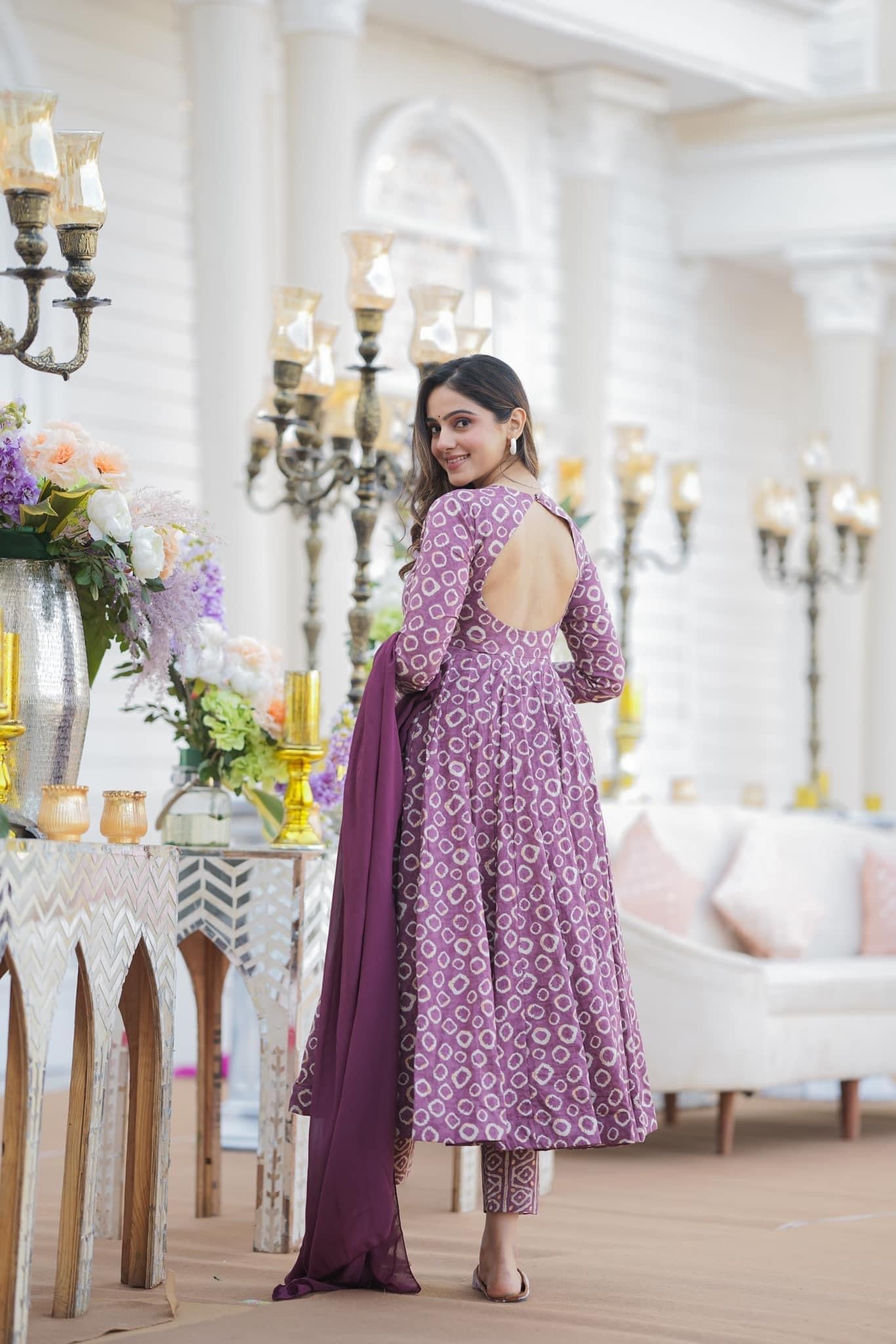 Jyoti Fashion Women's Purple Cotton Silk Heavy Digital Printed Kurta Set - Distacart