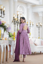 Thumbnail for Jyoti Fashion Women's Purple Cotton Silk Heavy Digital Printed Kurta Set - Distacart