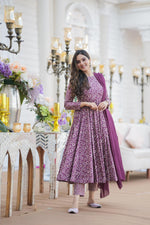 Thumbnail for Jyoti Fashion Women's Purple Cotton Silk Heavy Digital Printed Kurta Set - Distacart