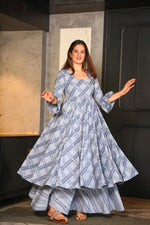 Thumbnail for Jyoti Fashion Women's Grey Cotton Silk Heavy Digital Printed Kurta Set - Distacart
