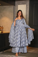 Thumbnail for Jyoti Fashion Women's Grey Cotton Silk Heavy Digital Printed Kurta Set - Distacart