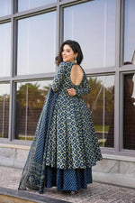 Thumbnail for Jyoti Fashion Women's Blue Cotton Silk Heavy Digital Printed Kurta Set - Distacart
